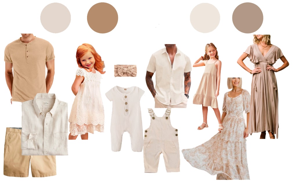 Neutral Spring And Summer Family Photo Outfit Inspiration Featuring Beige, Cream, Taupe And Soft Earth Tones For A Dallas Family Photography Session