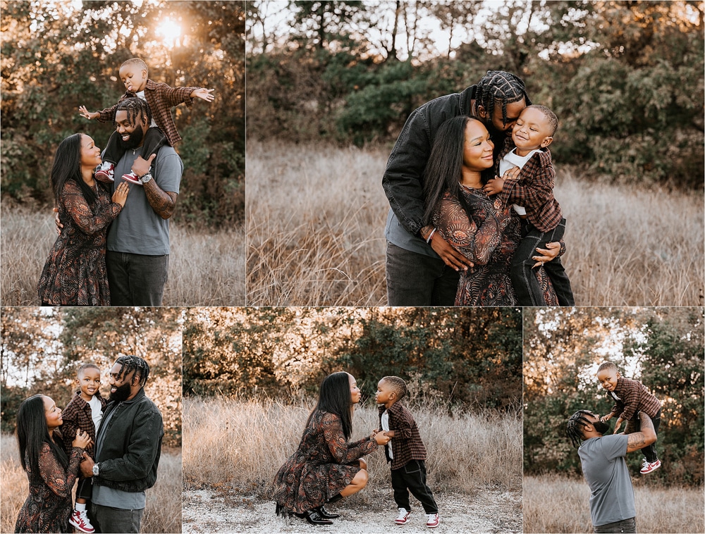 family with a young child smiling during family photography dallas