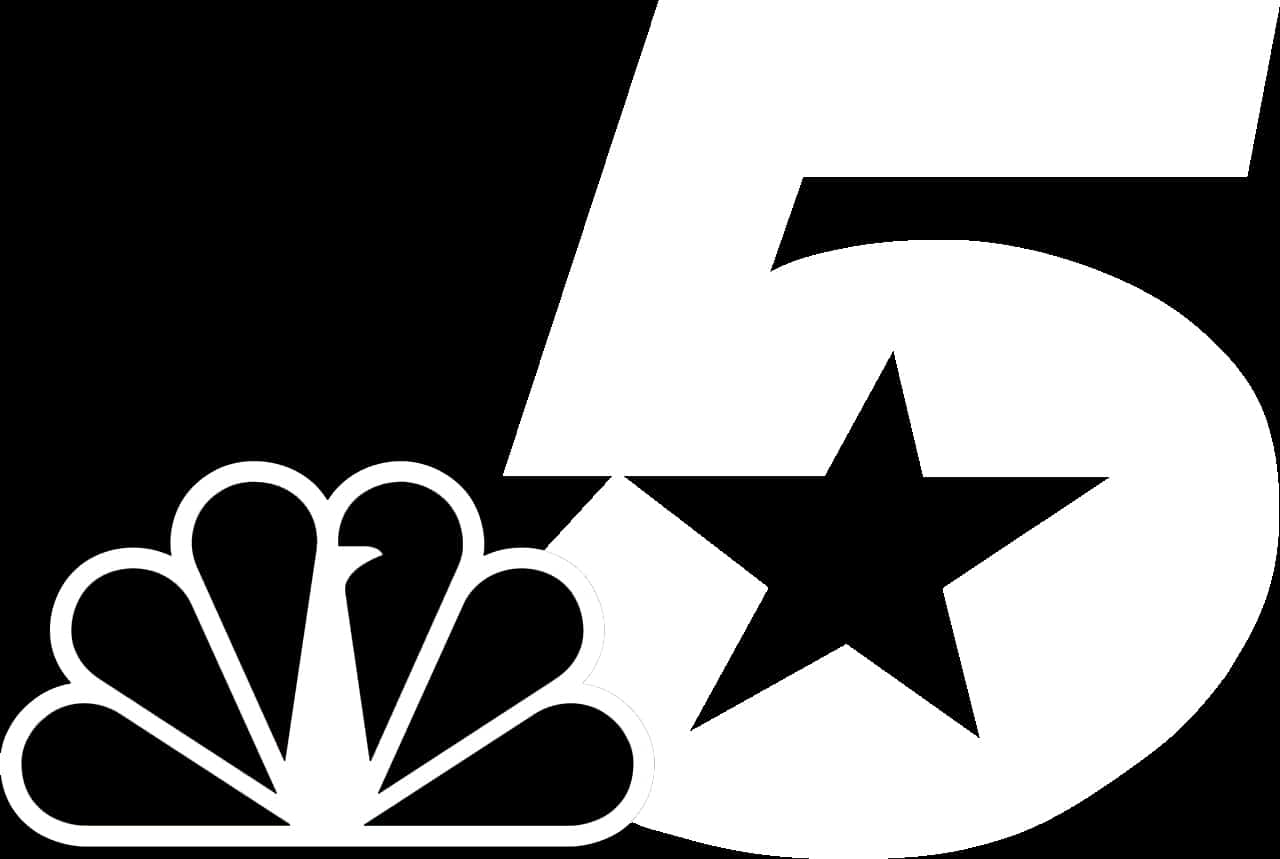 NBC peacock logo beside a large number 5 and a black star, set against a transparent background.