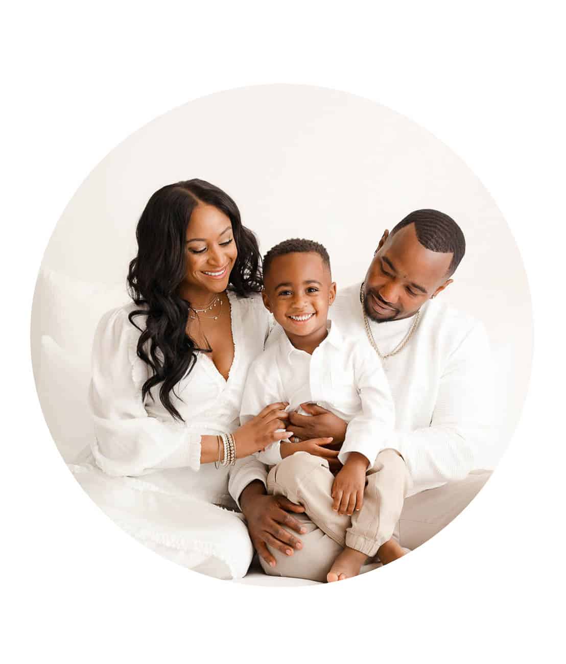 Dallas lifestyle family photography session captured in a bright, modern studio setting by Lily Hayes Photography